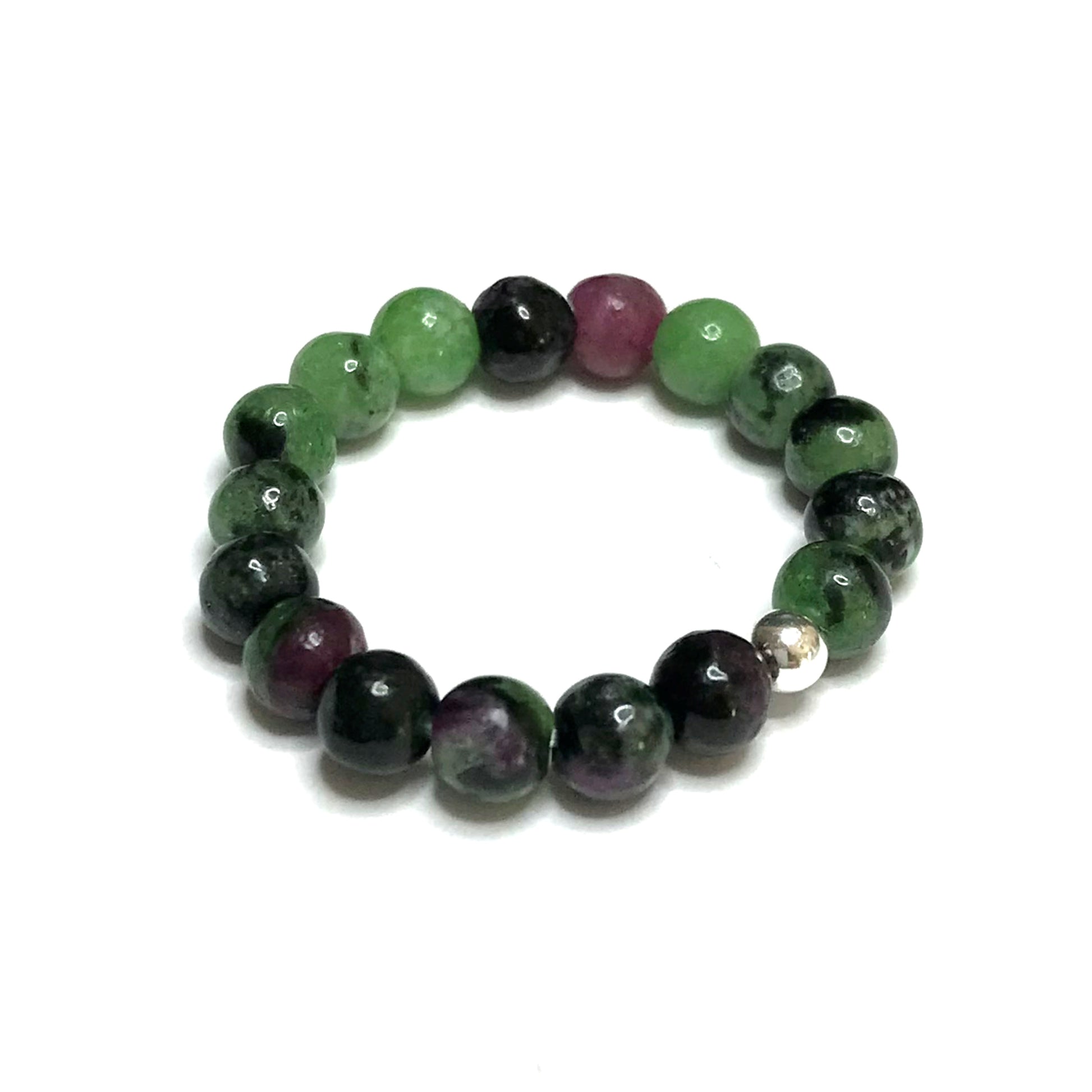Ruby zoisite stretch bead ring