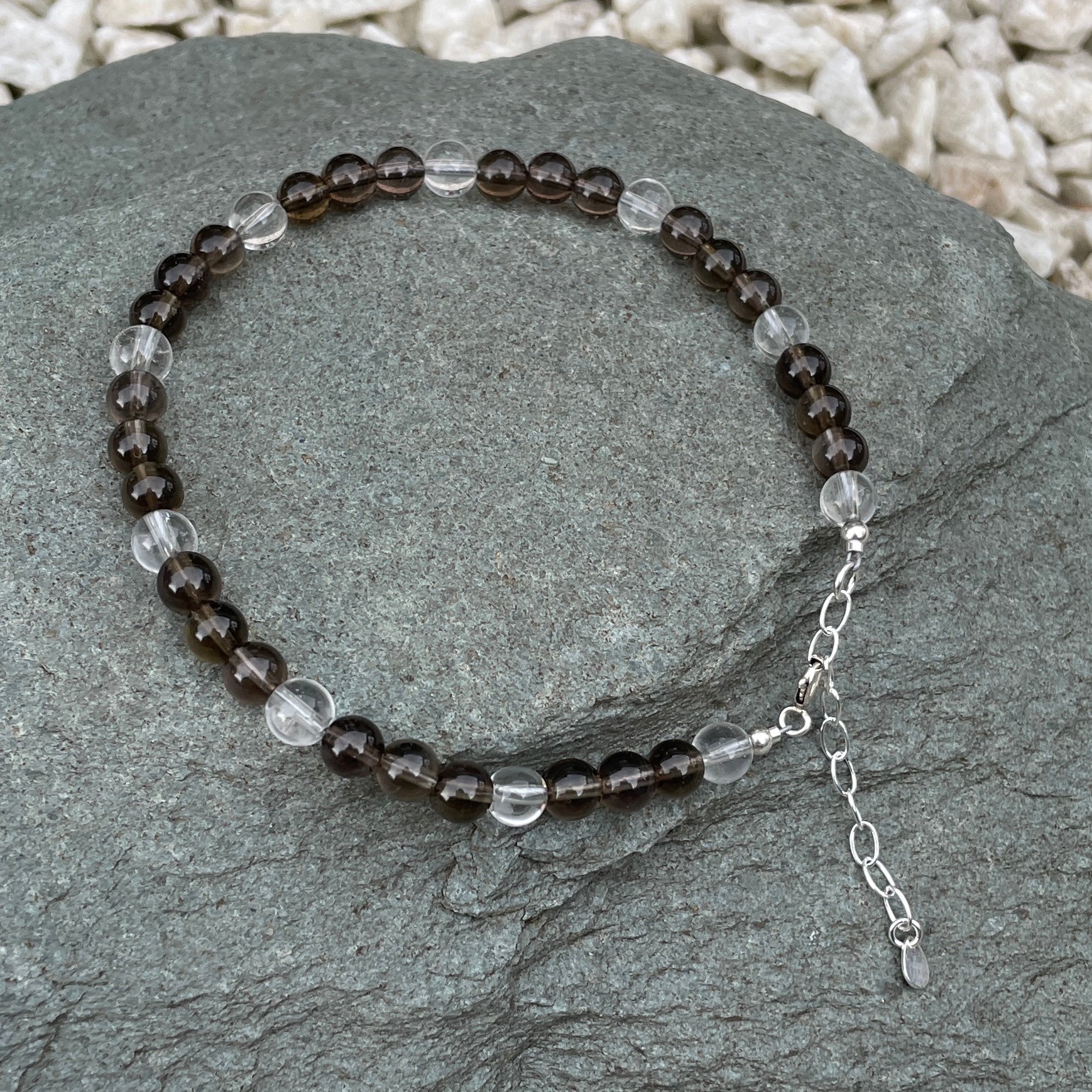 Smoky quartz crystal anklet