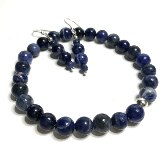 Sodalite Earrings and Bracelet Set