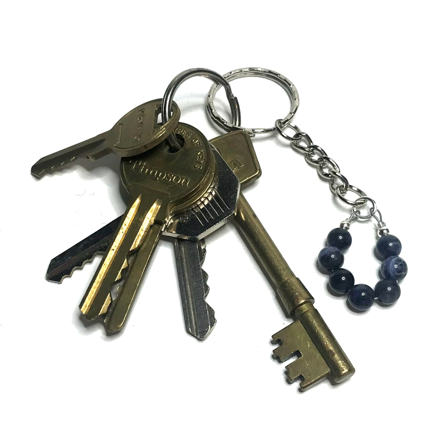 Sodalite crystal keychain with keys 