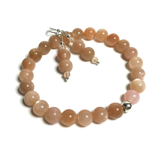 Sunstone Bracelet and Earrings Set