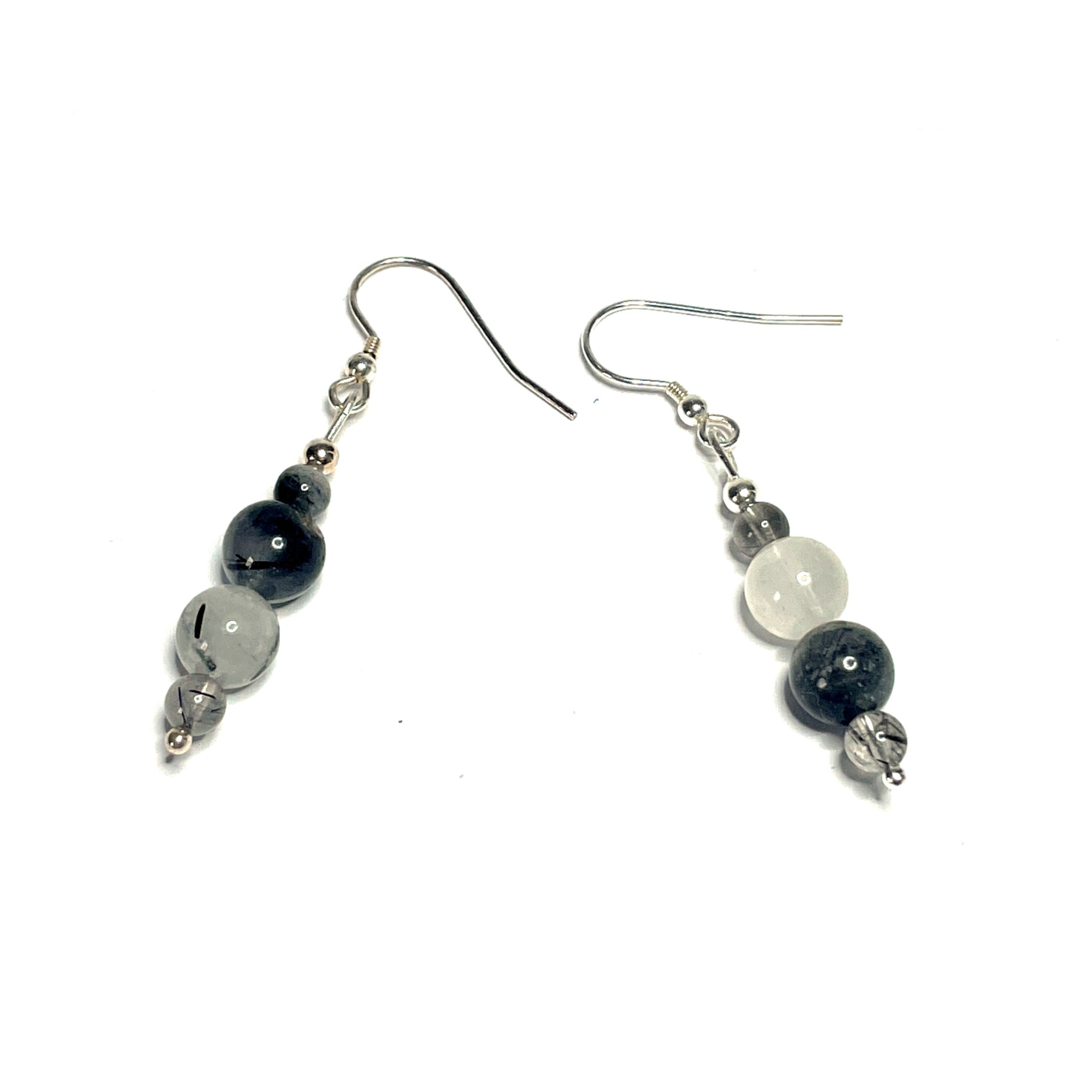 Tourmalinated quartz gemstone earrings