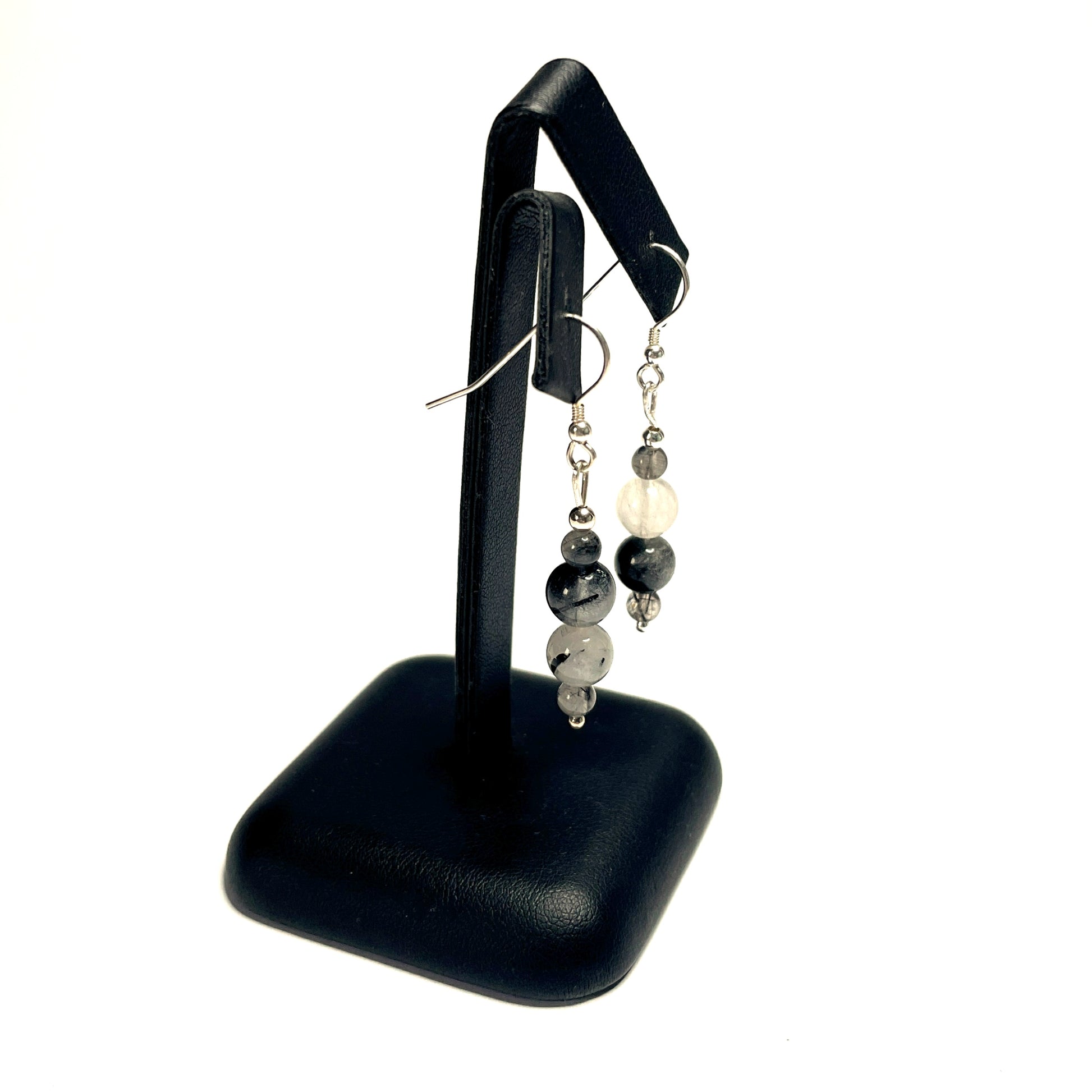 Tourmalinated quartz crystal earrings