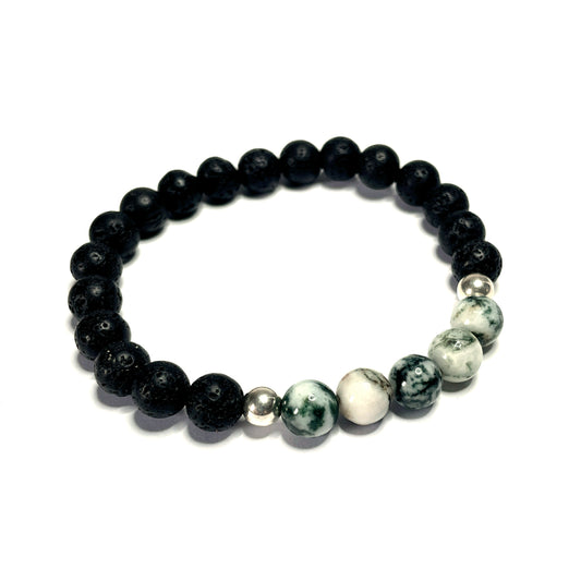 Tree Agate with Lava Rock Bracelet