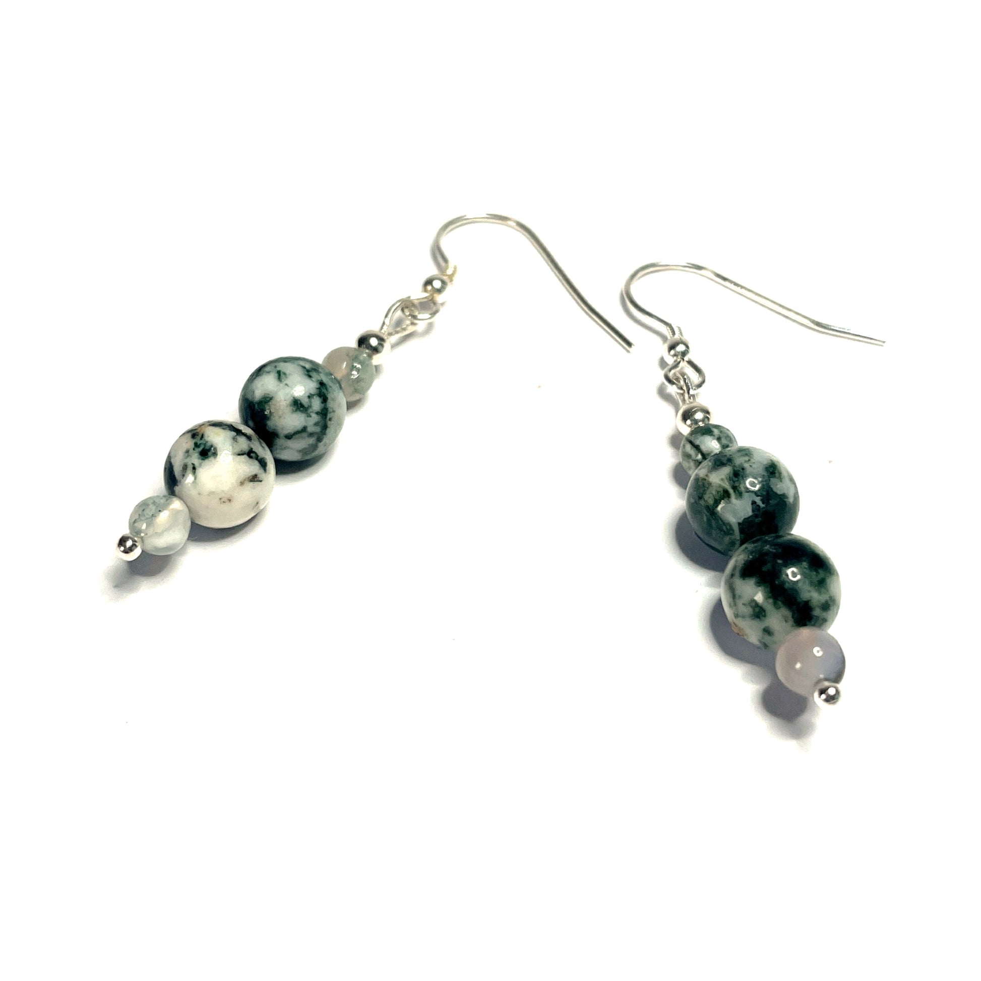 Tree agate gemstone earrings