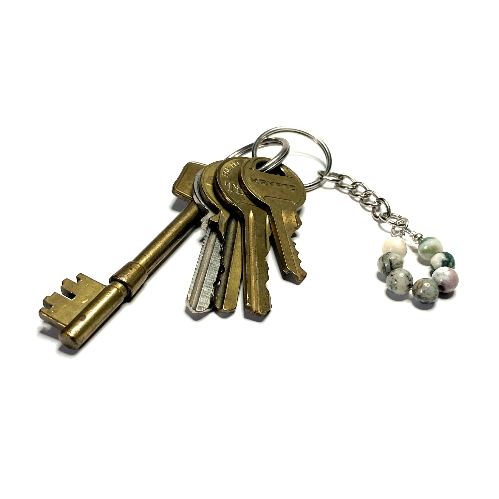 Tree agate crystal keychain