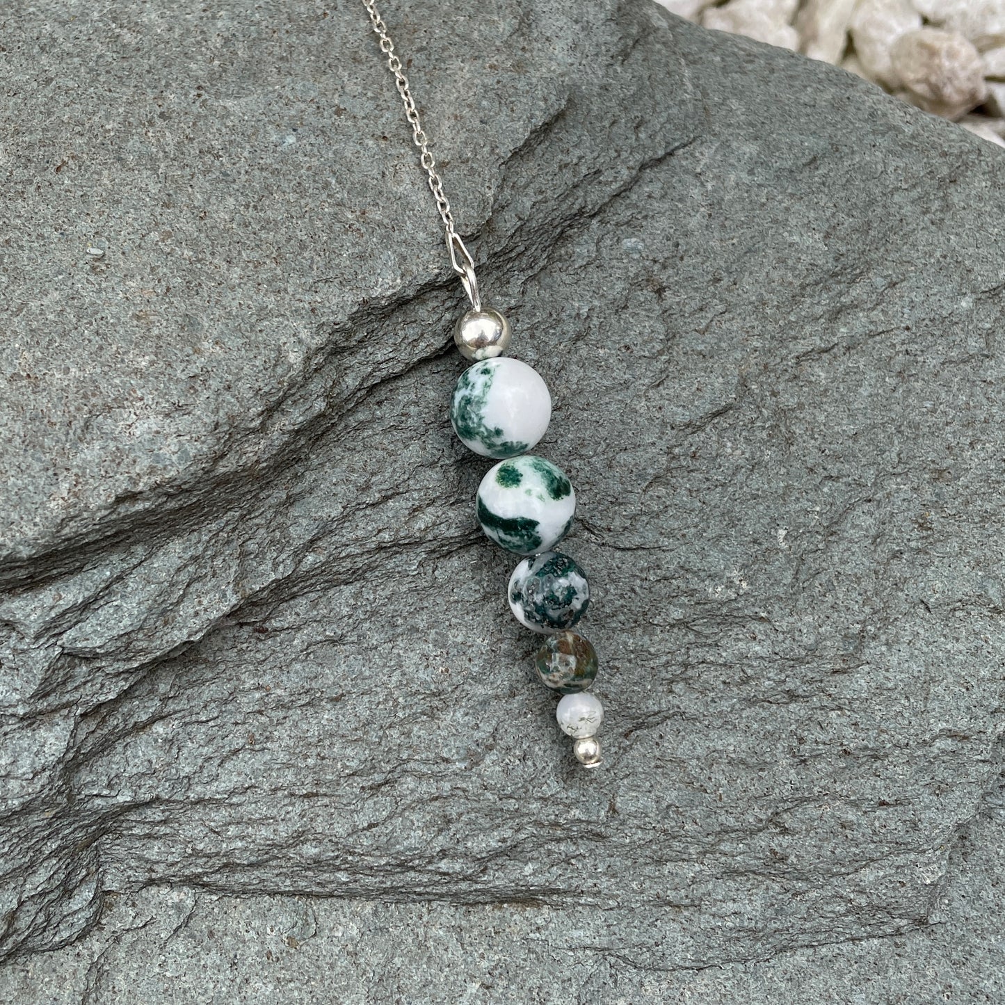 Tree agate gemstone pendulum