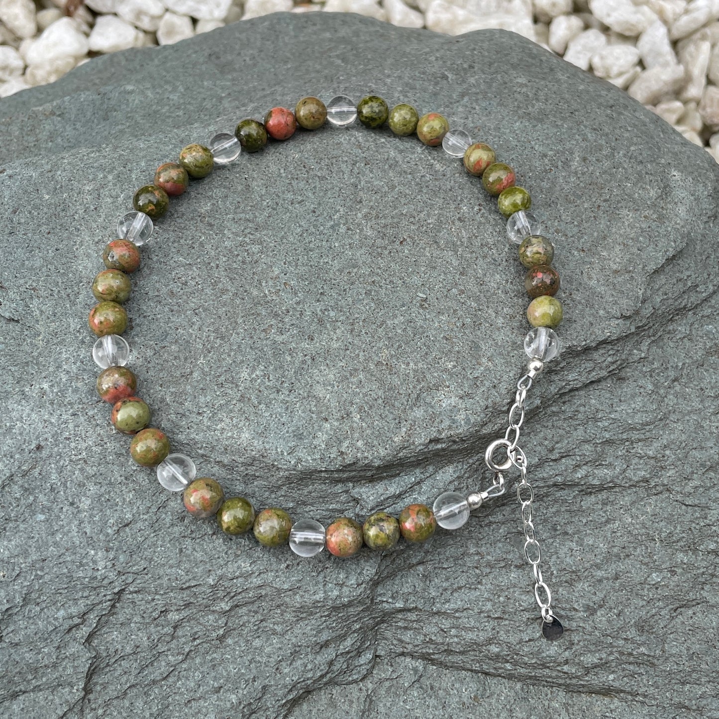 Unakite crystal anklet