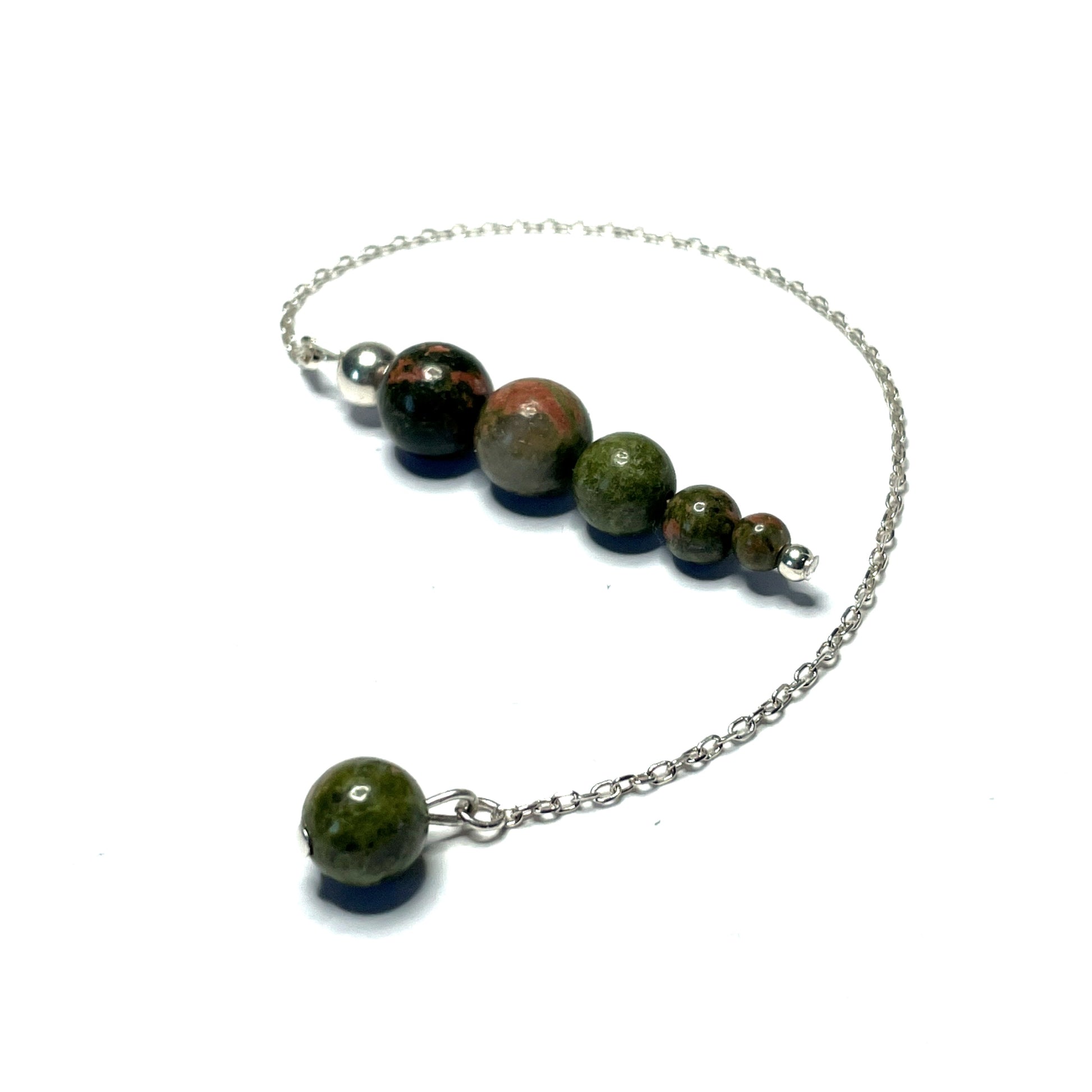 Unakite gemstone pendulum