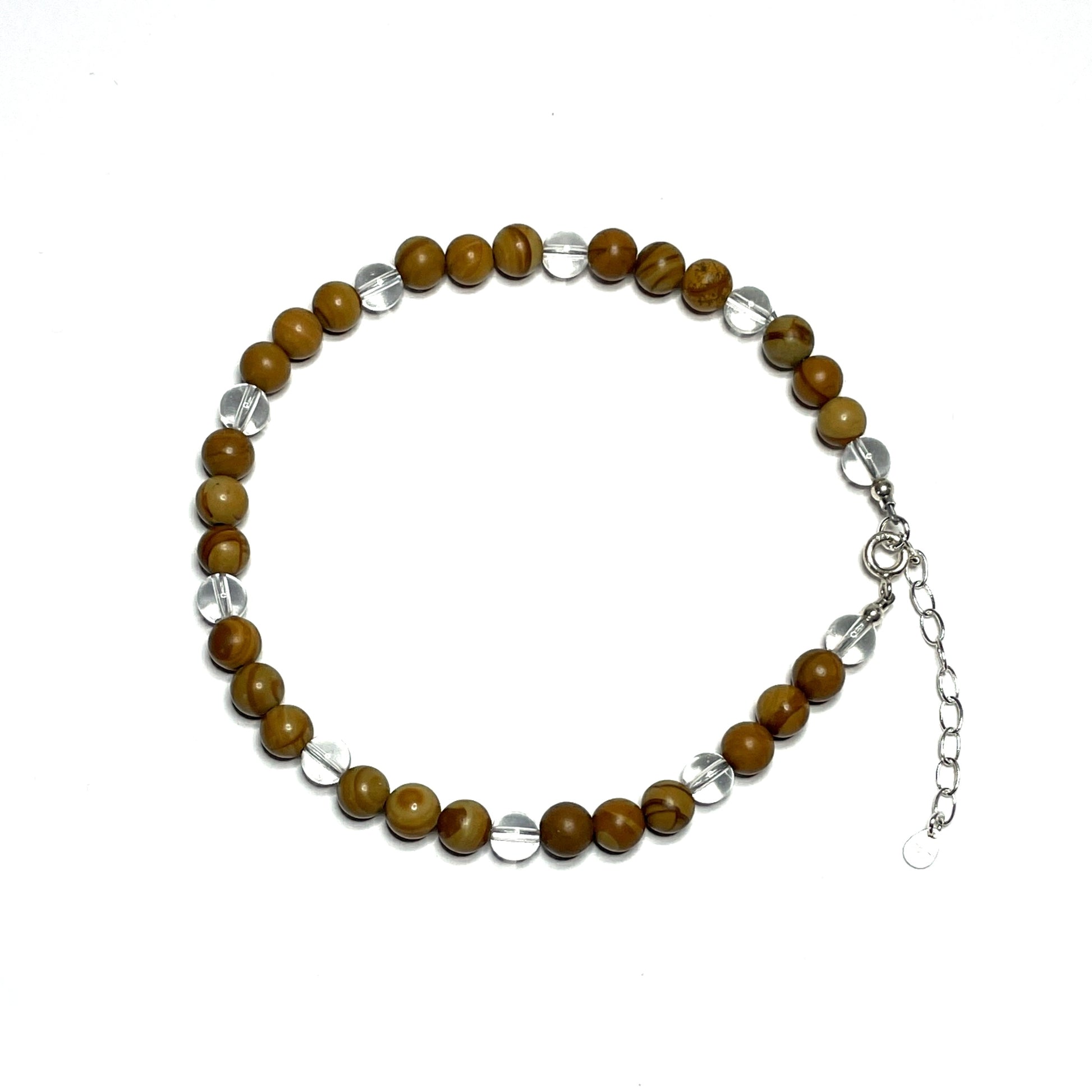 Wood grain jasper gemstone anklet