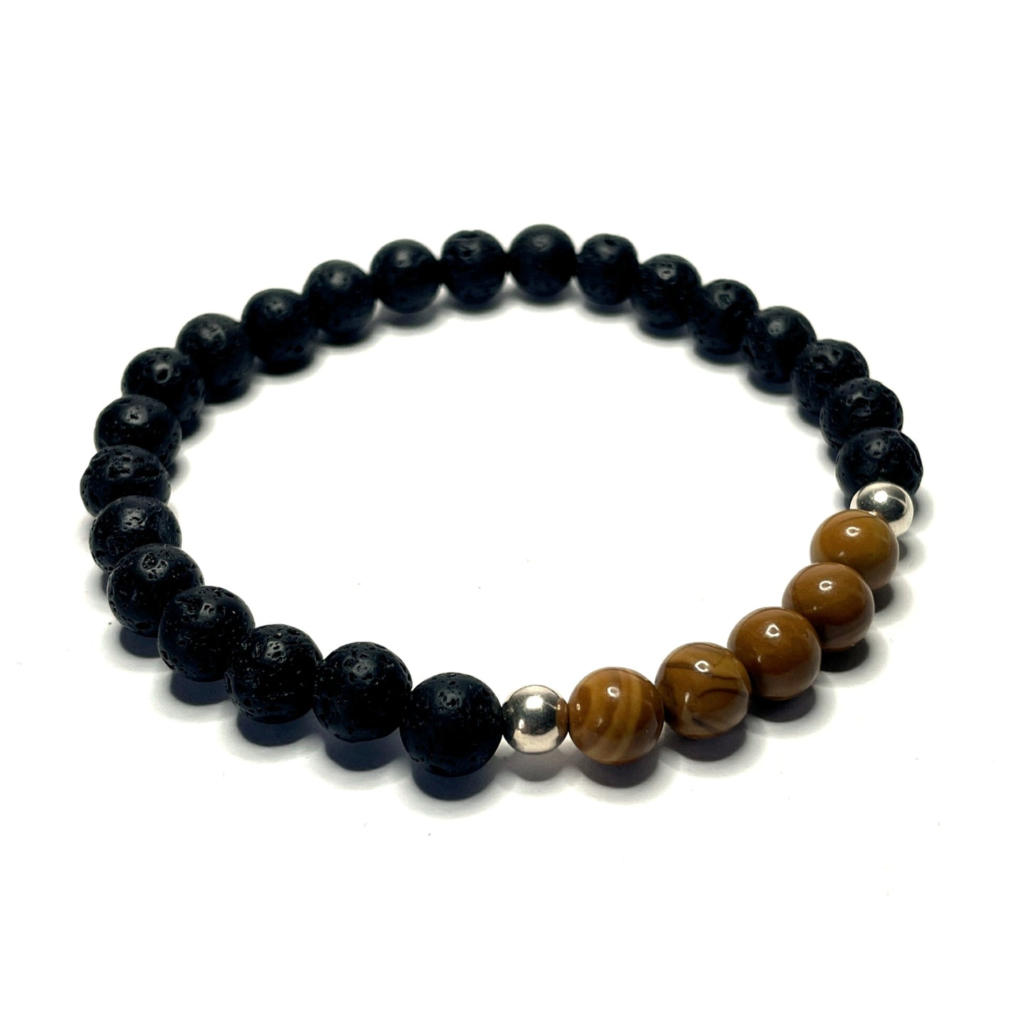 Wood Grain Jasper with Lava Rock Bracelet