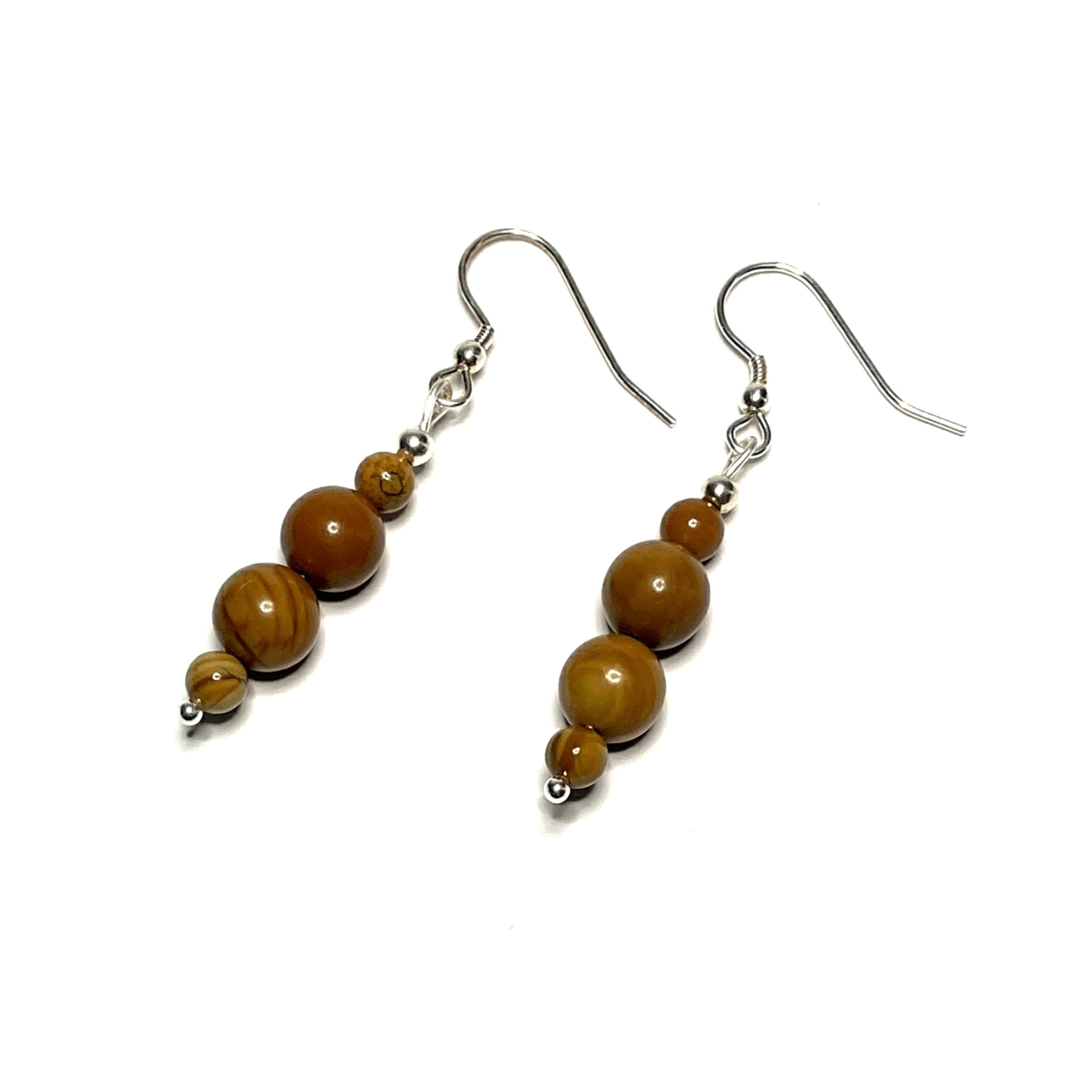 Wood grain jasper dangle earrings