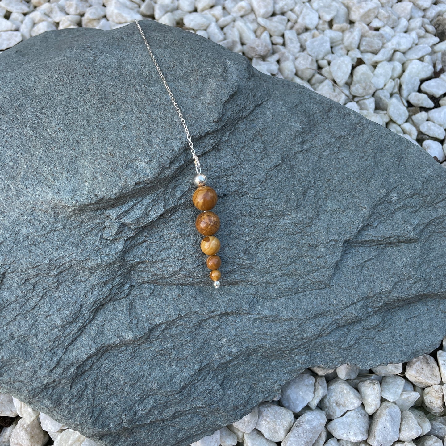 Wood grain jasper crystal pendulum