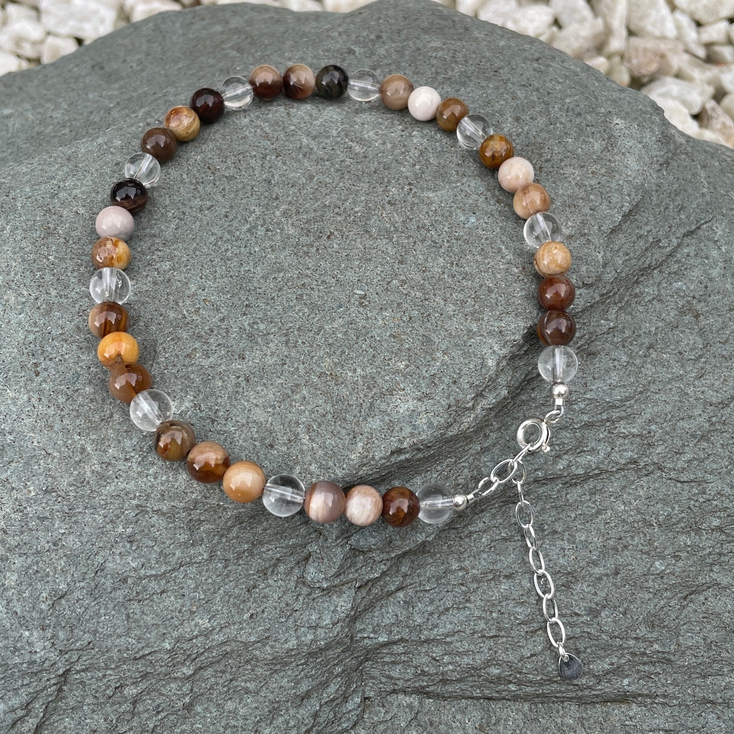 Wood jasper crystal anklet