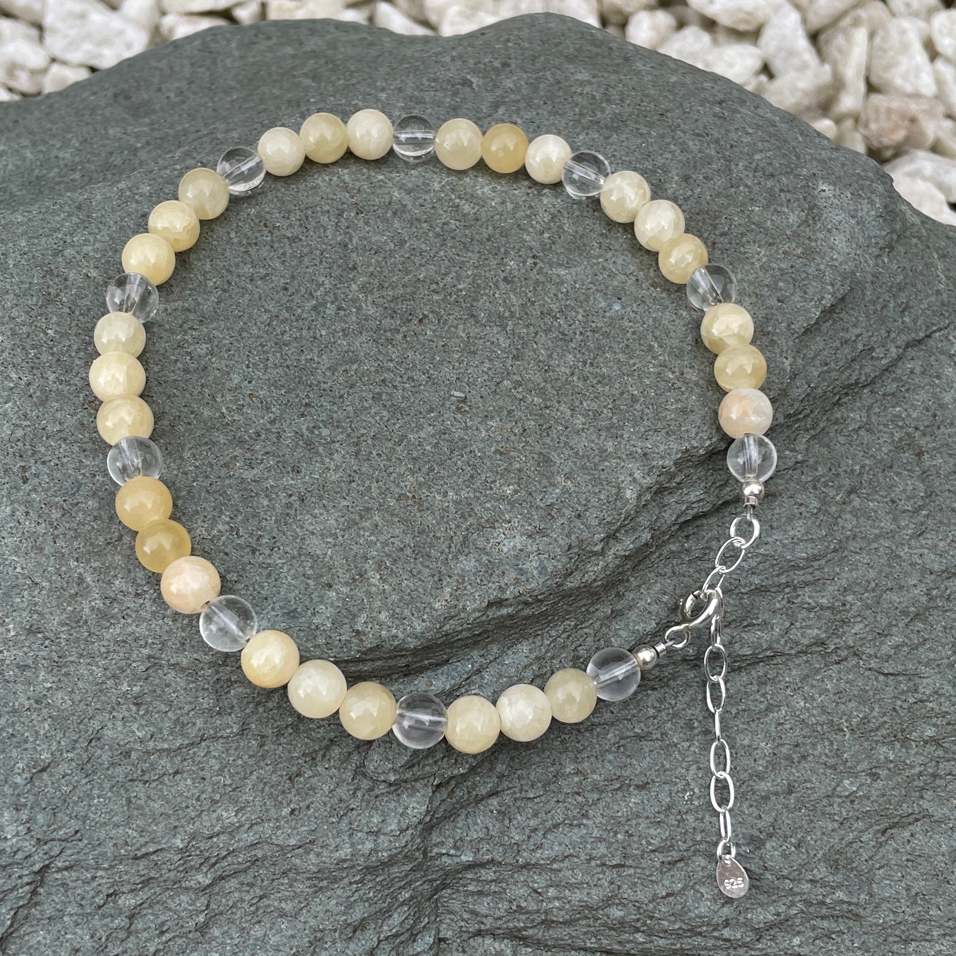 Yellow calcite crystal anklet