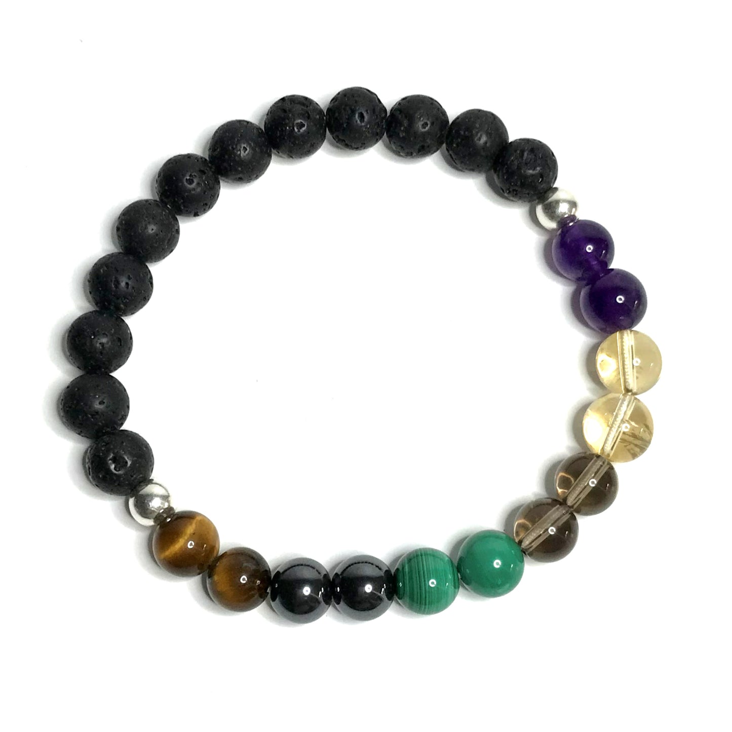 Addiction recovery bracelet showing 6 difference crystals