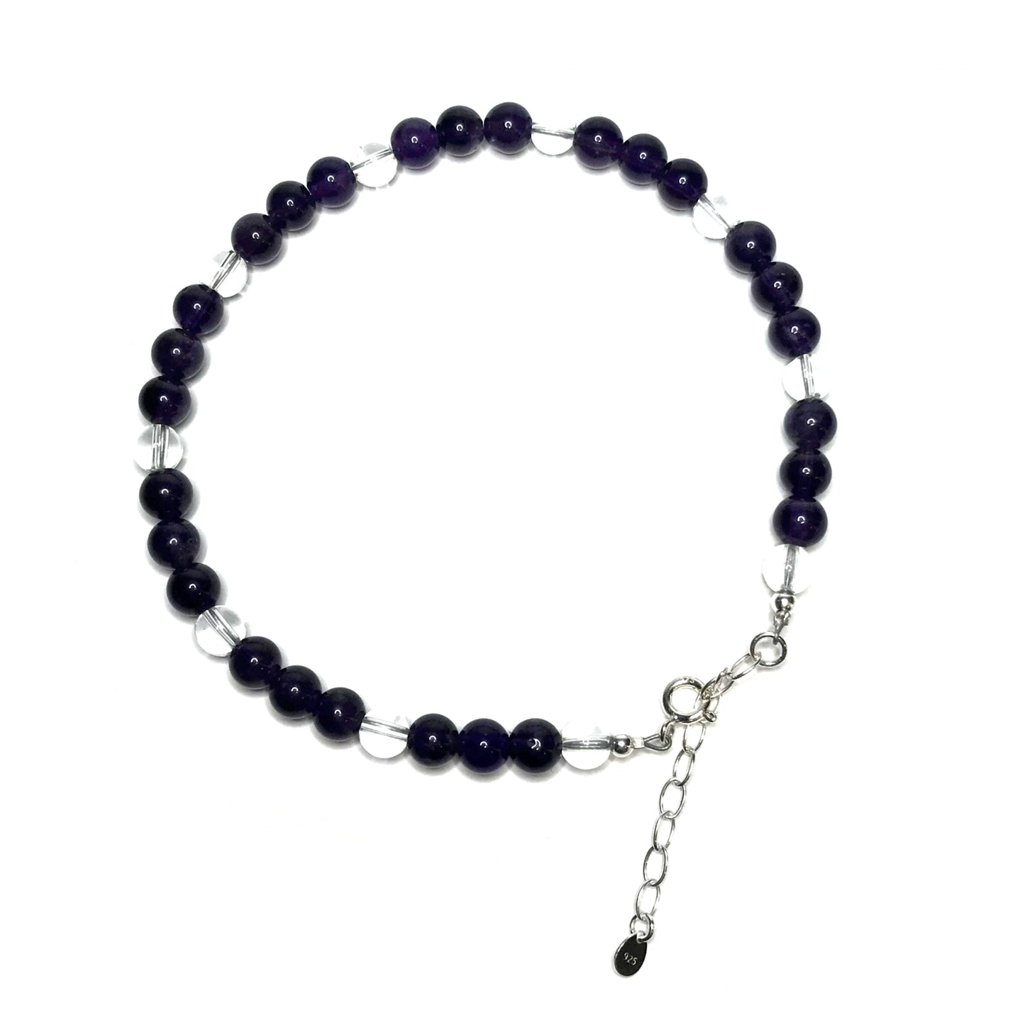 Anklet with purple and clear beads