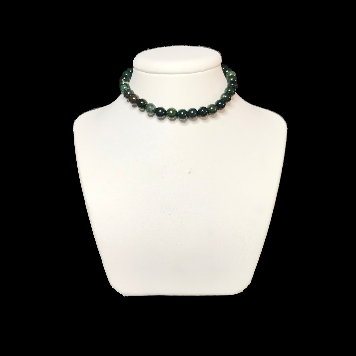 Bloodstone choker on white stand