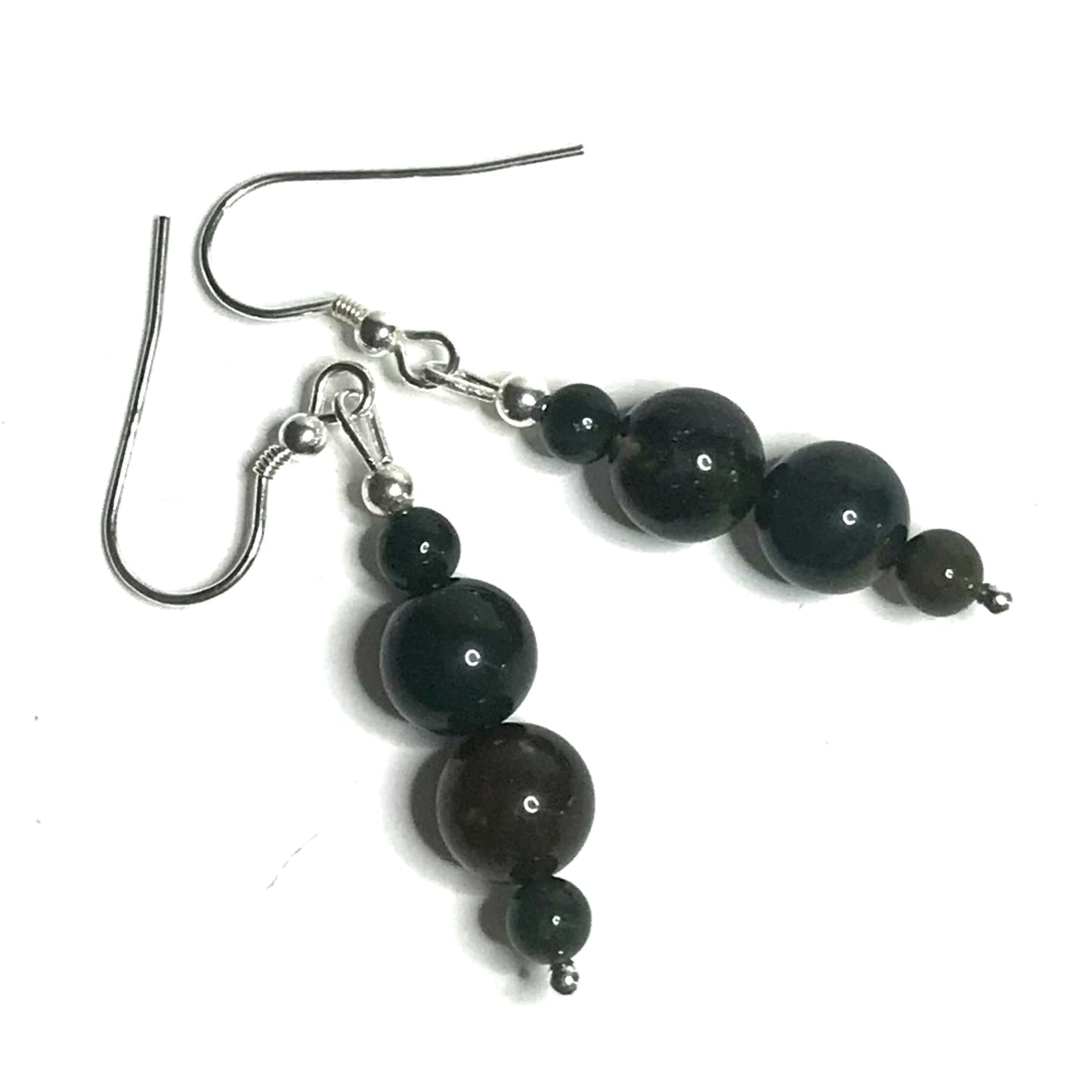 Bloodstone bead dangle earrings