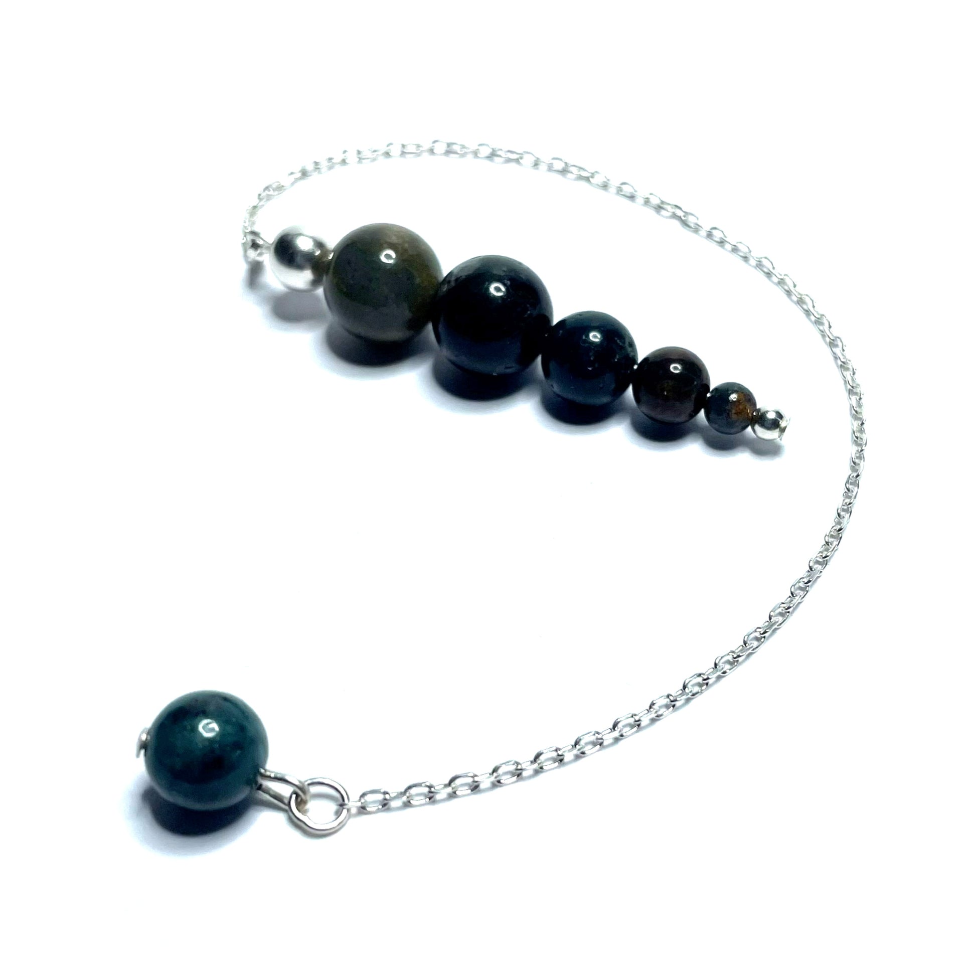 Bloodstone pendulum with silver chain