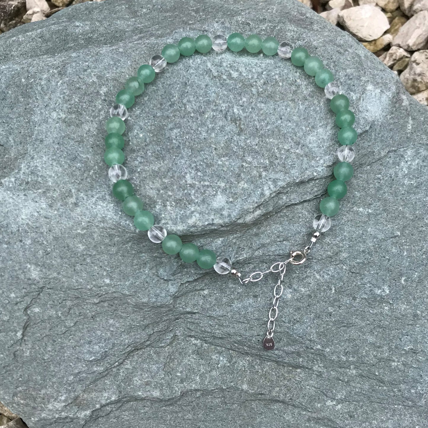 Green aventurine crystal bead anklet