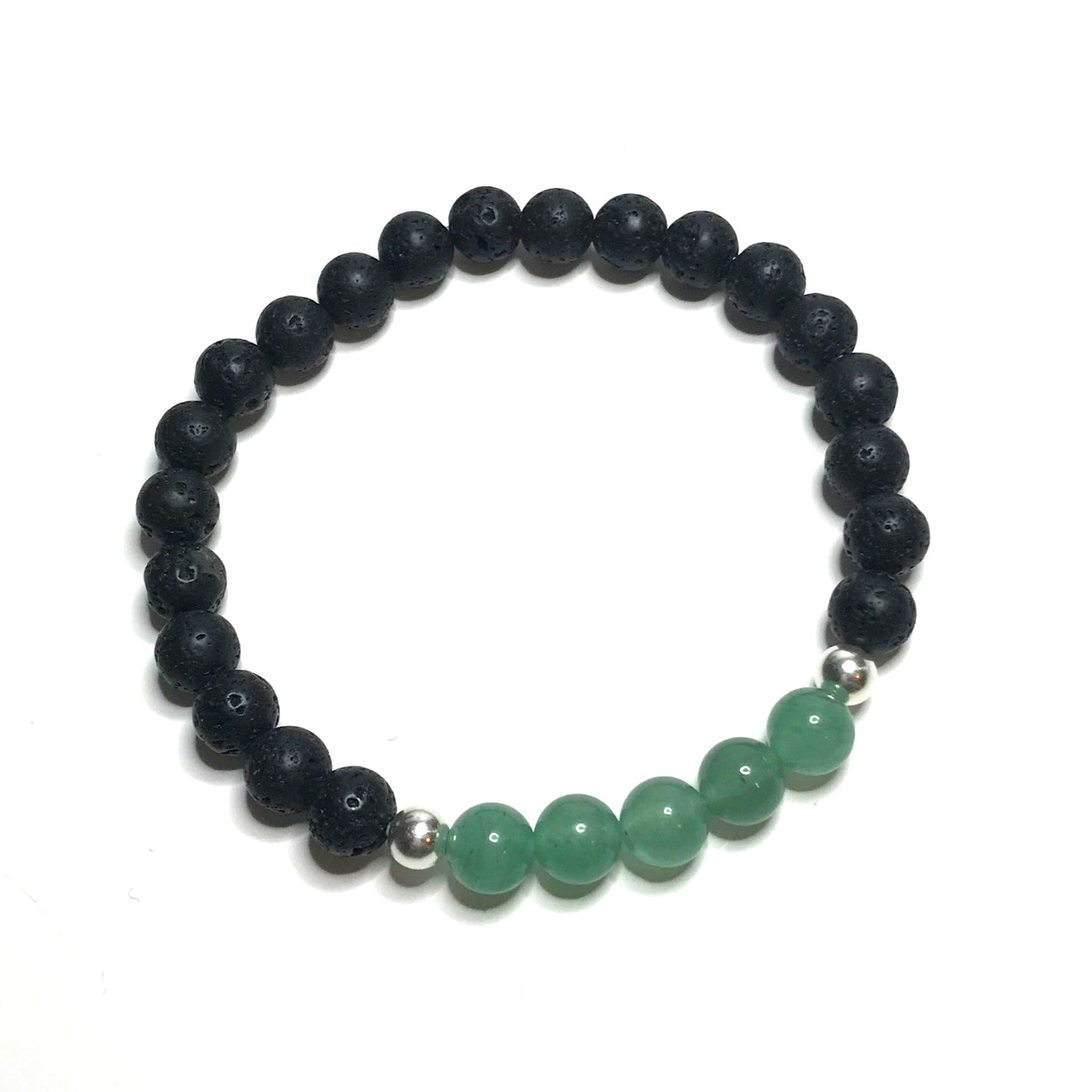 Green Aventurine Bracelet with Lava Rock 