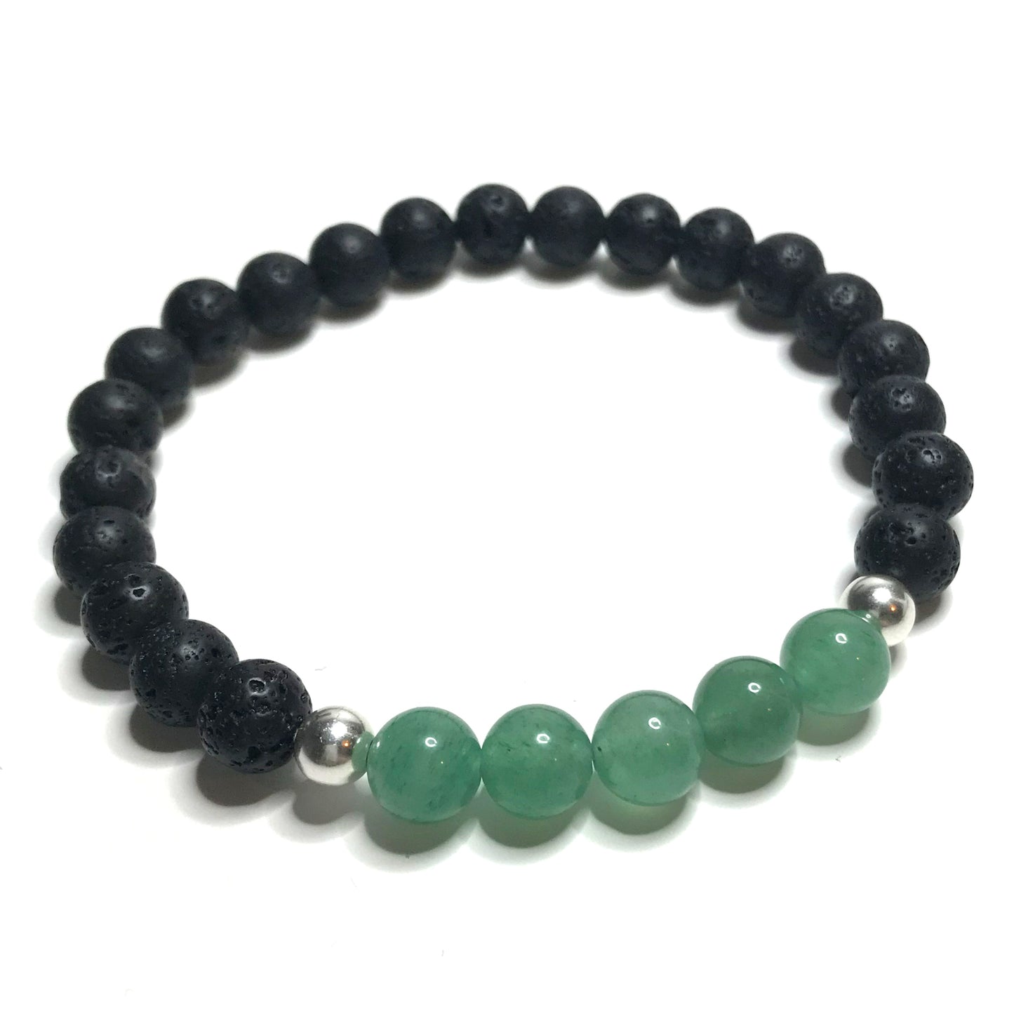 Green Aventurine with Lava Rock Bracelet