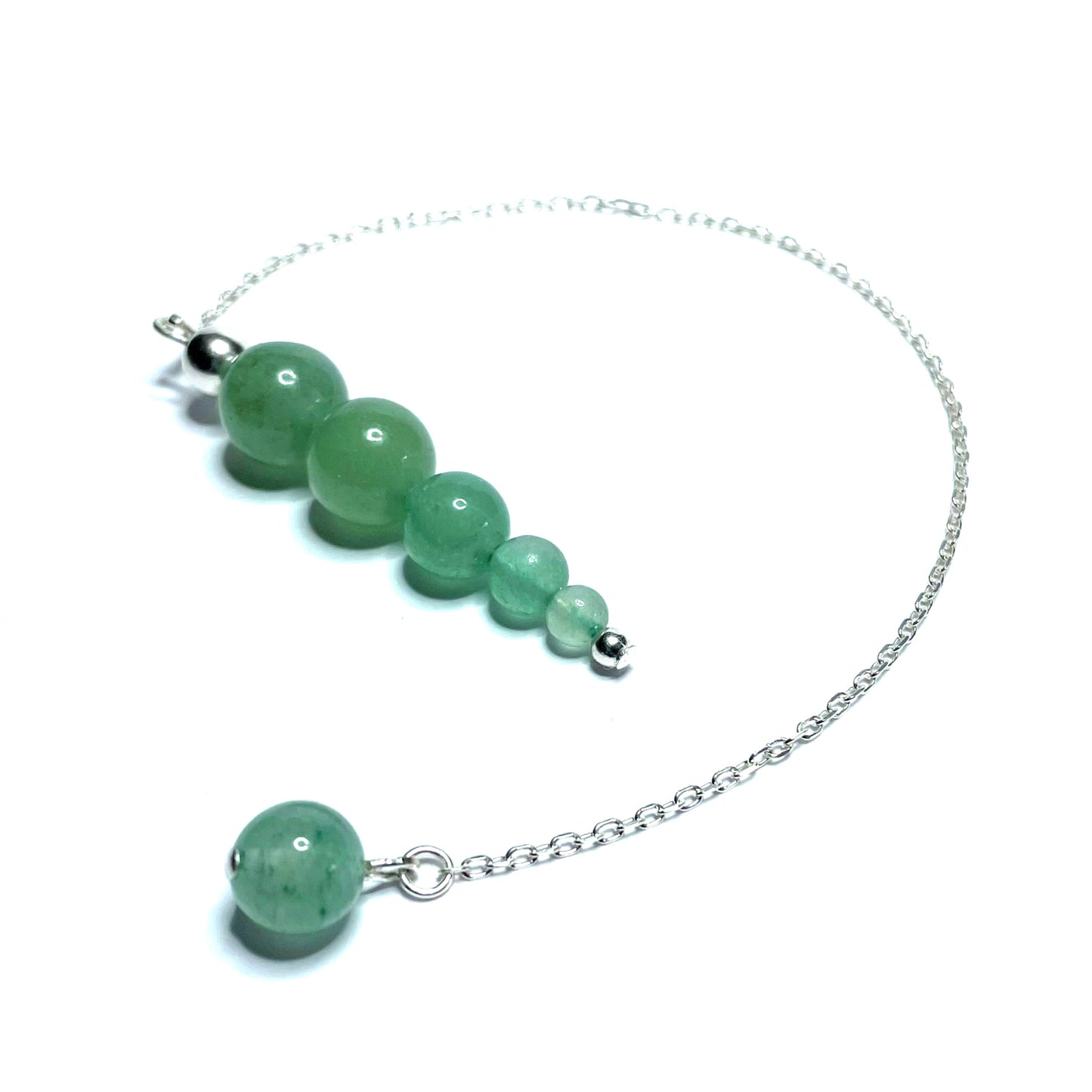 Green aventurine pendulum with silver chain