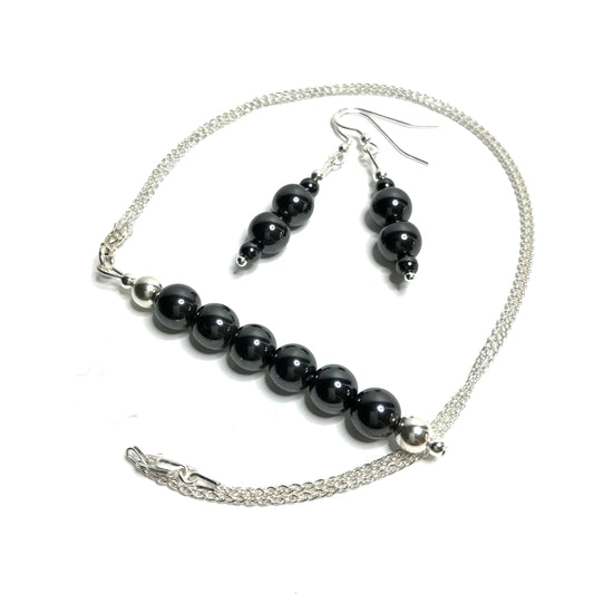 Hematite Pendant and Earrings Set