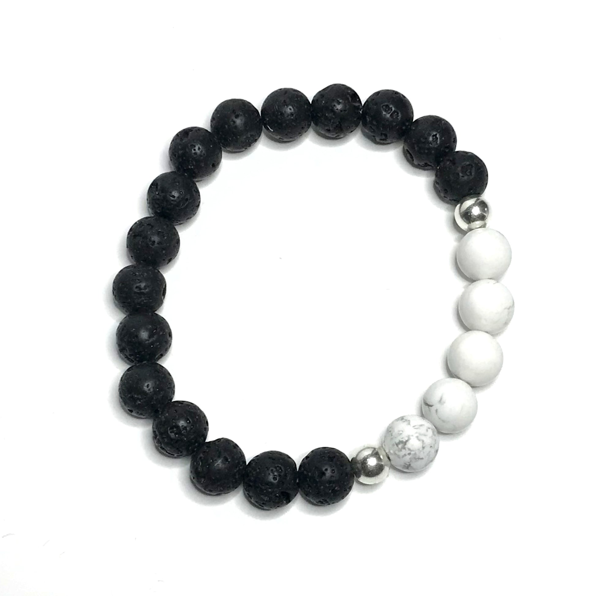 Howlite bracelet with lava rock beads