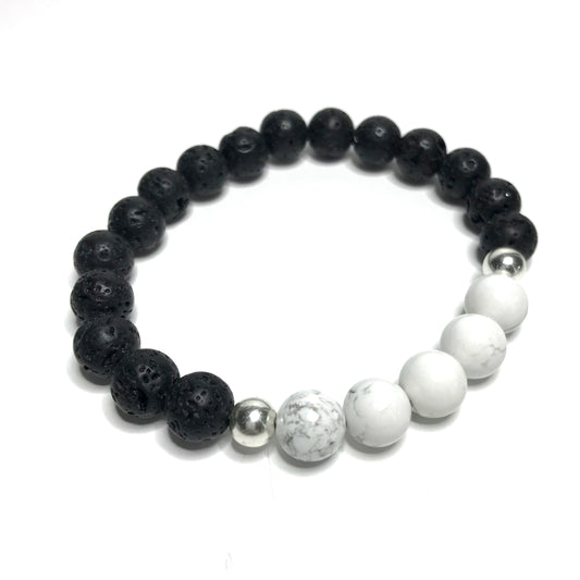 Howlite with Lava Rock Bracelet