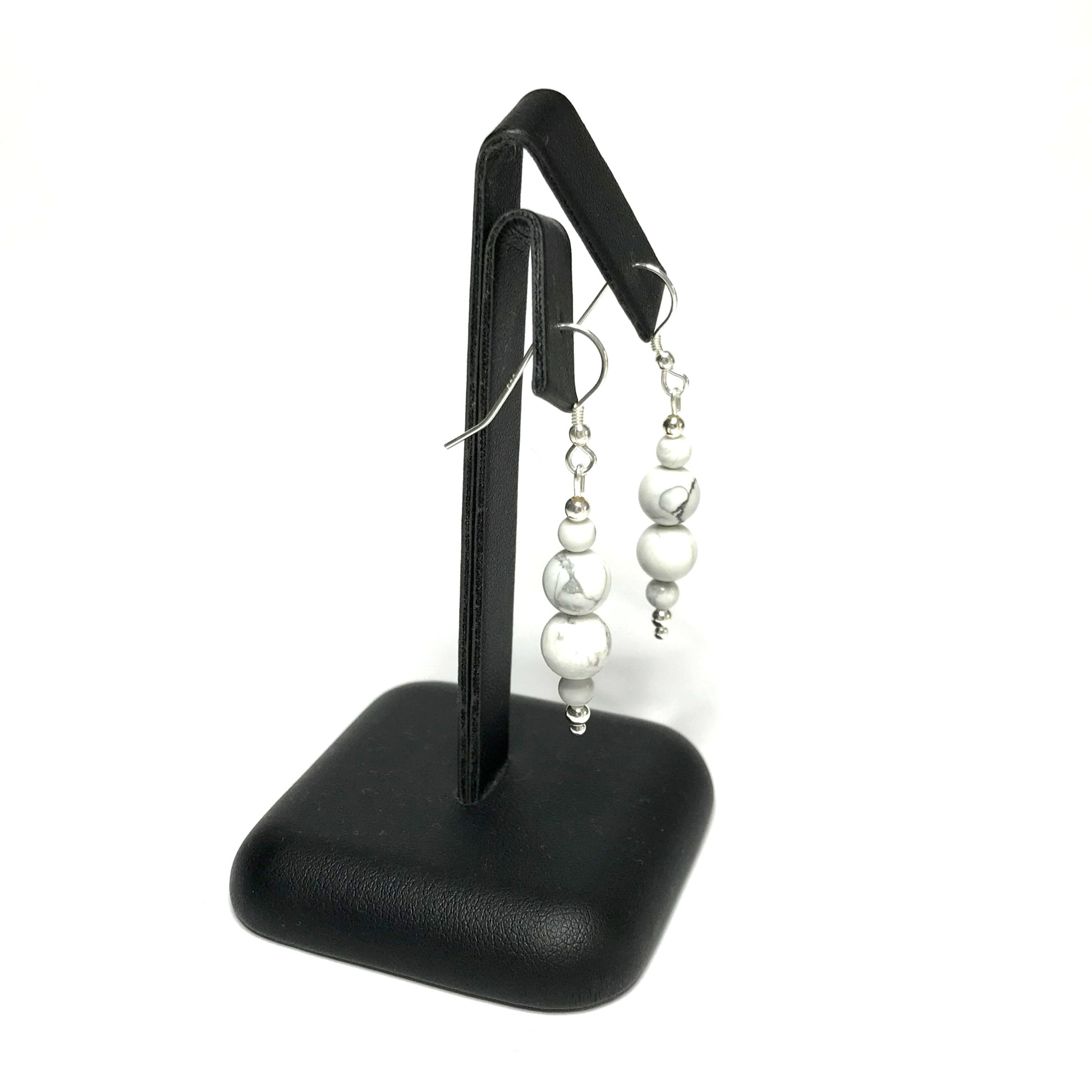 Howlite dangle earrings on stand