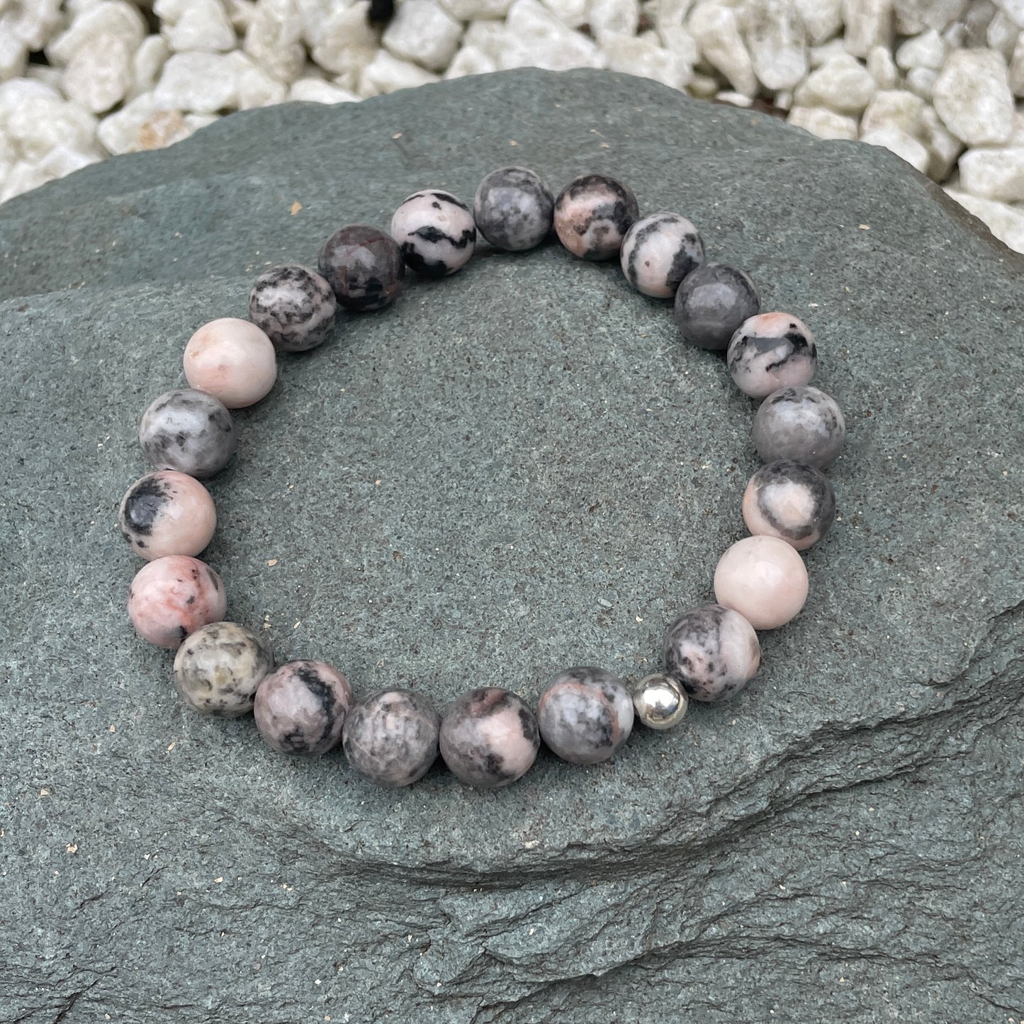 Pink Zebra Jasper Crystal Bracelet