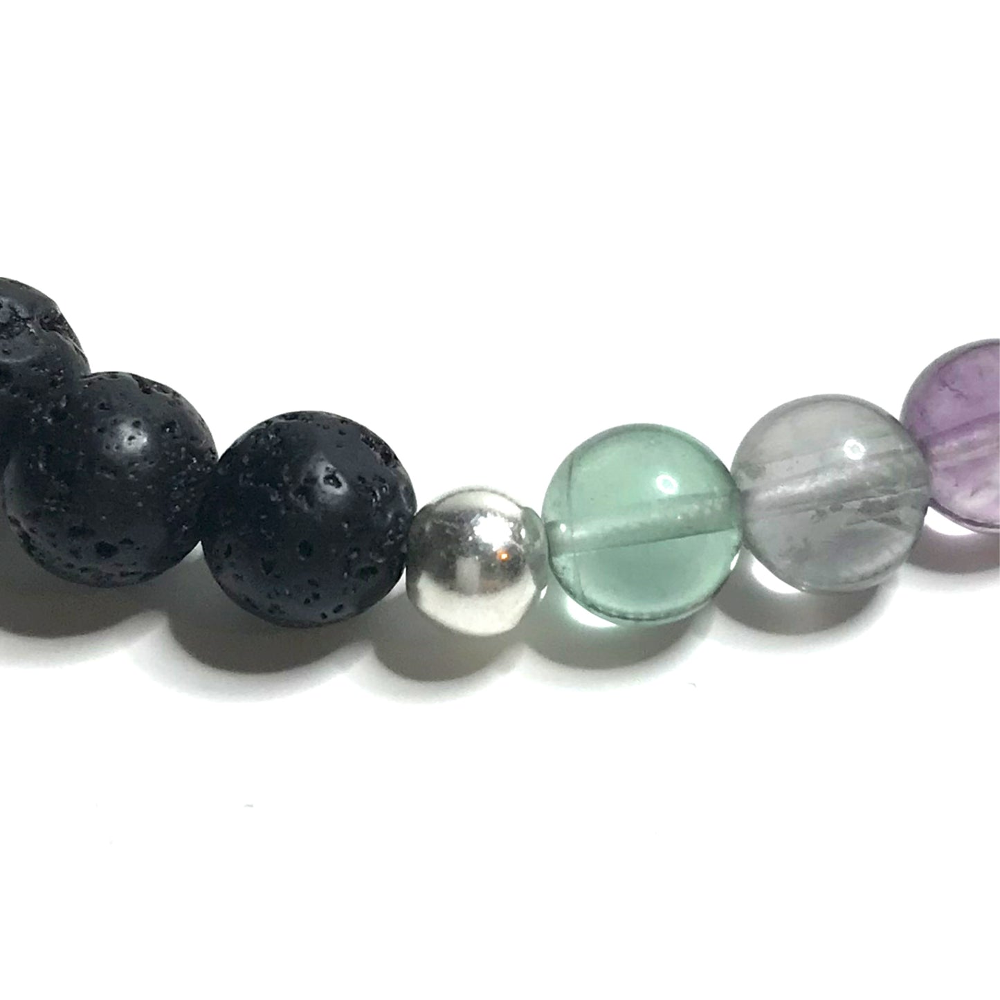 Rainbow Fluorite with Lava Rock Bracelet