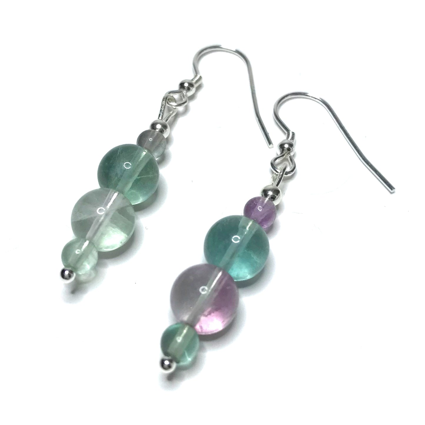 Rainbow fluorite crystal earrings 