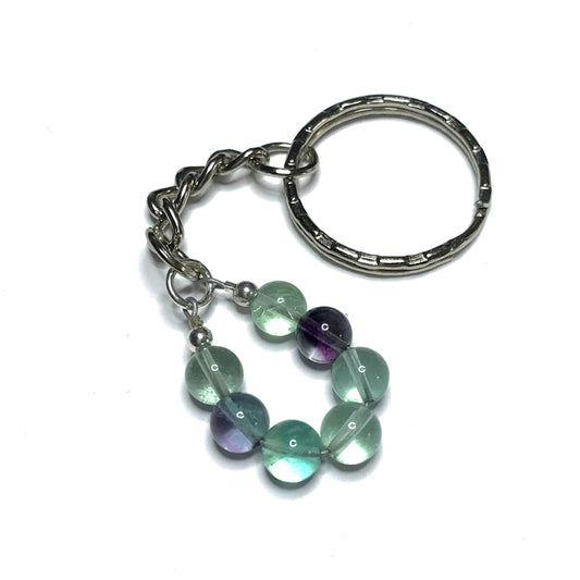 Rainbow fluorite keychain