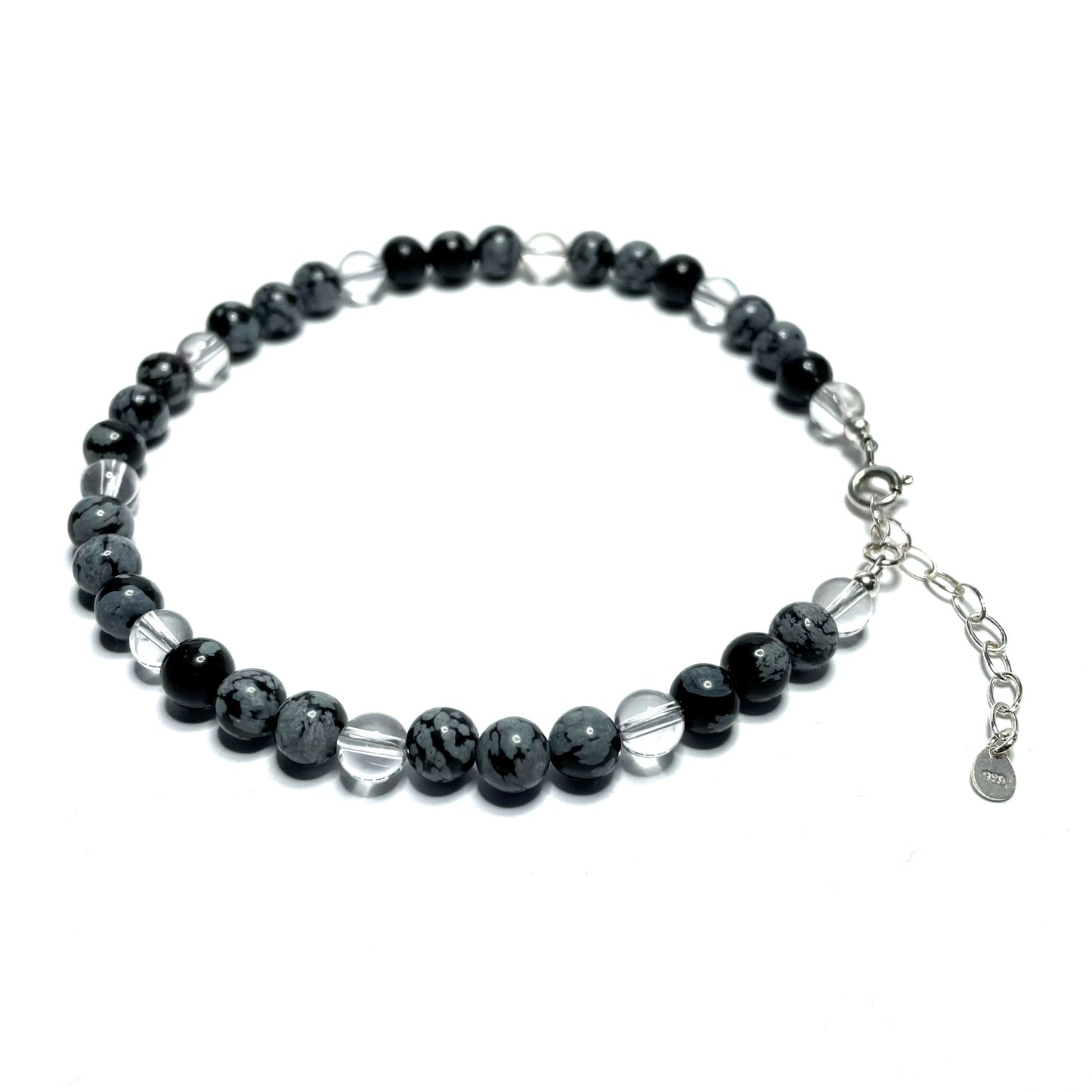 Snowflake obsidian anklet