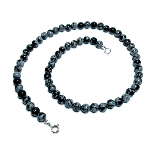 Snowflake obsidian choker necklace