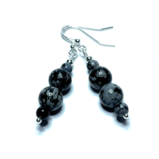 Snowflake obsidian earrings