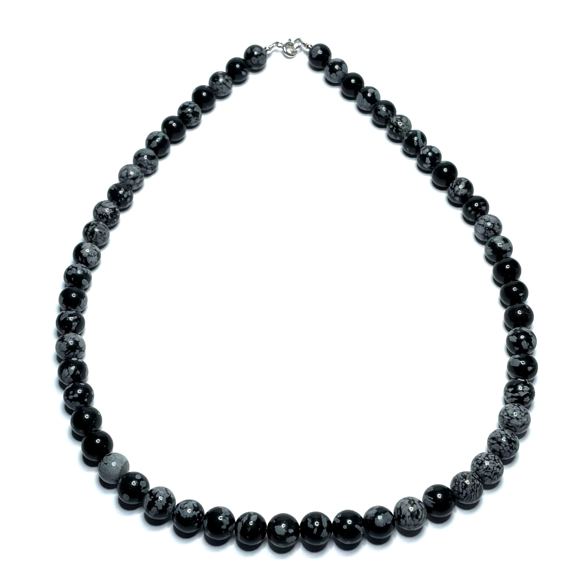 Snowflake obsidian beaded necklace