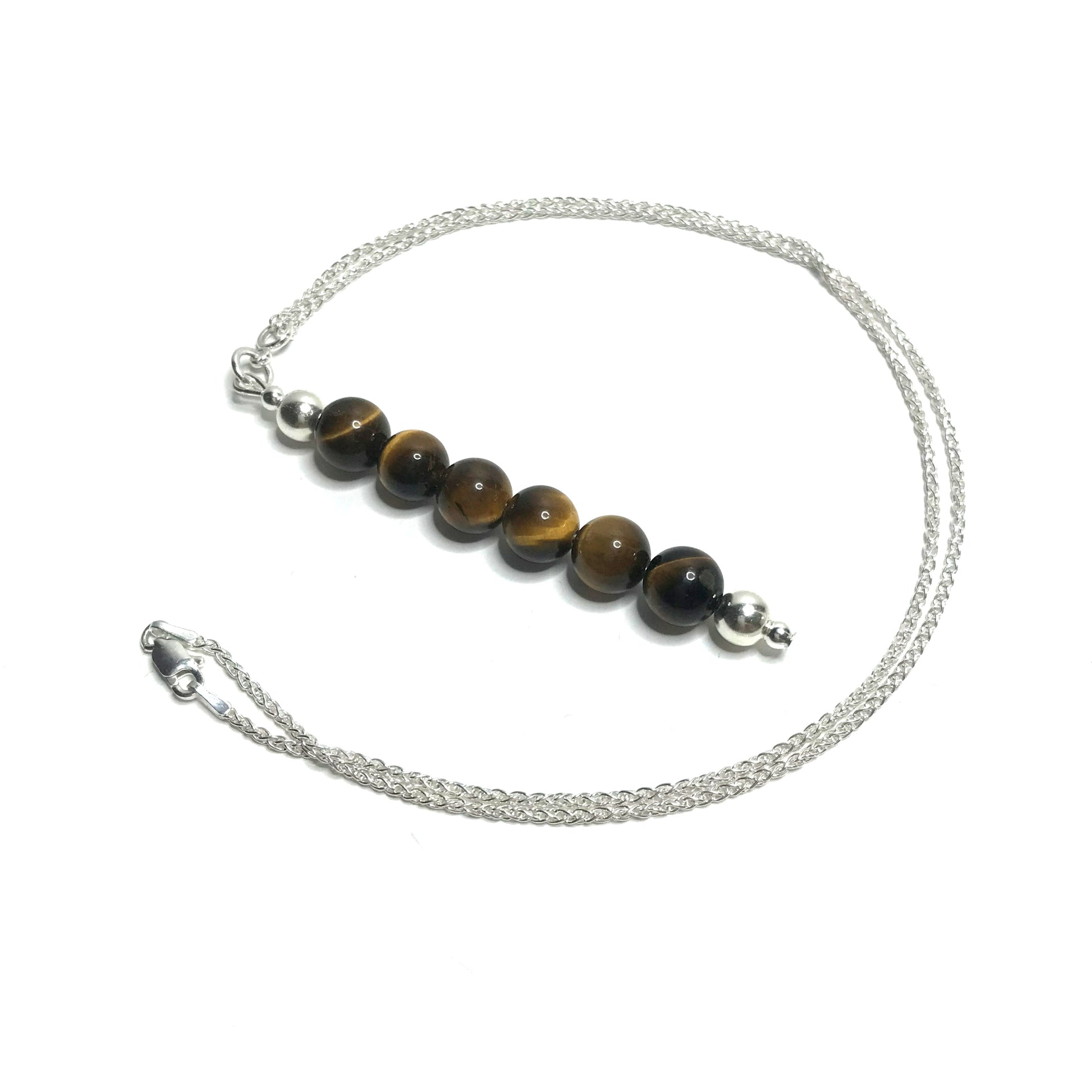 Tiger eye pendant with silver chain