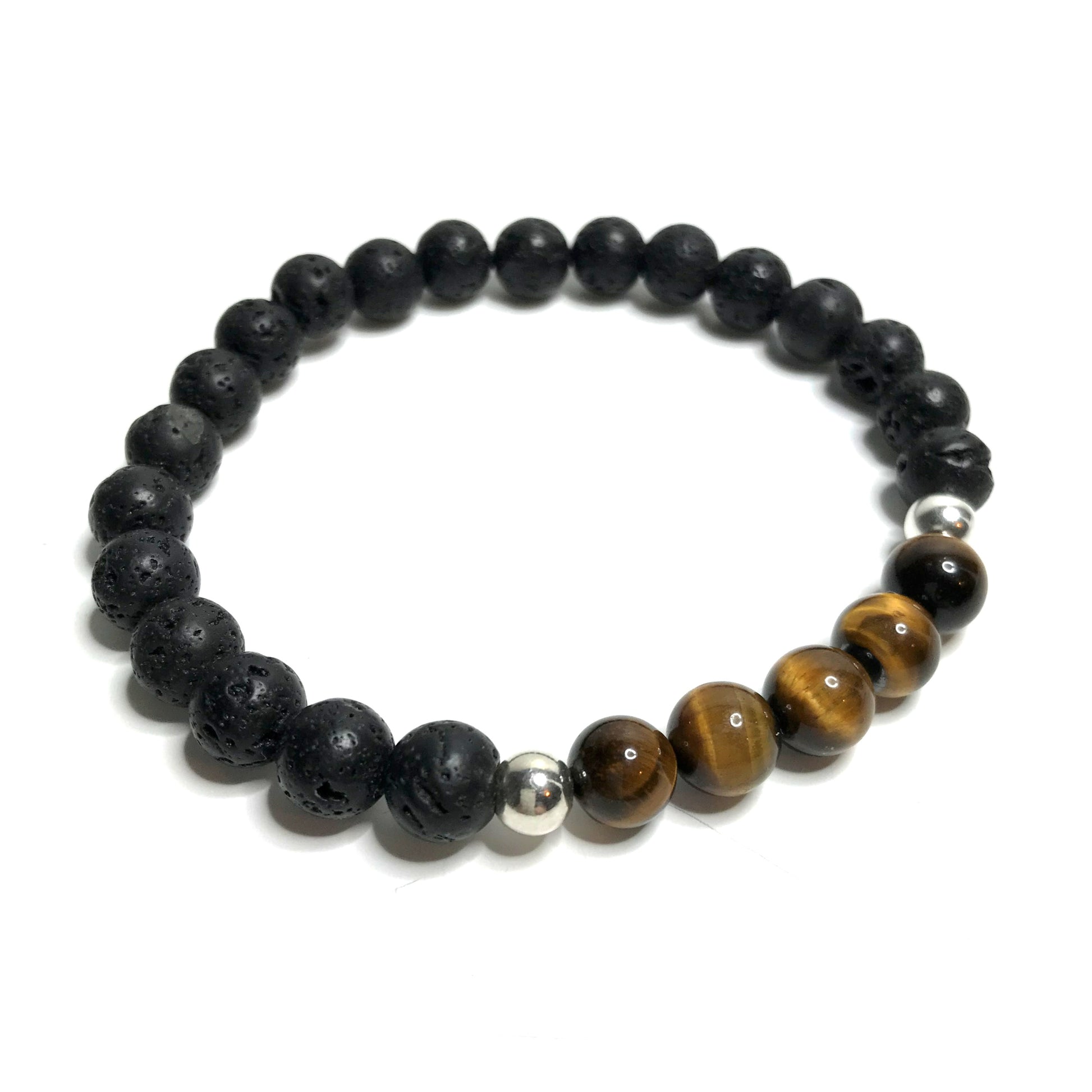 Tiger eye with lava rock bracelet