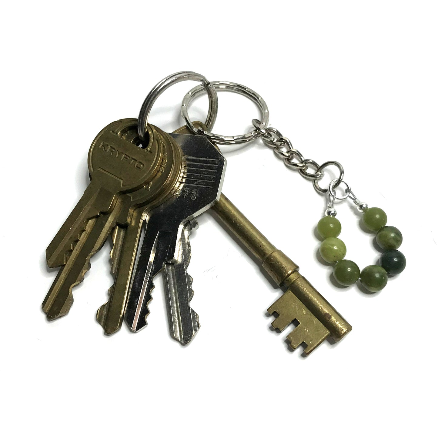 Nephrite jade crystal keychain