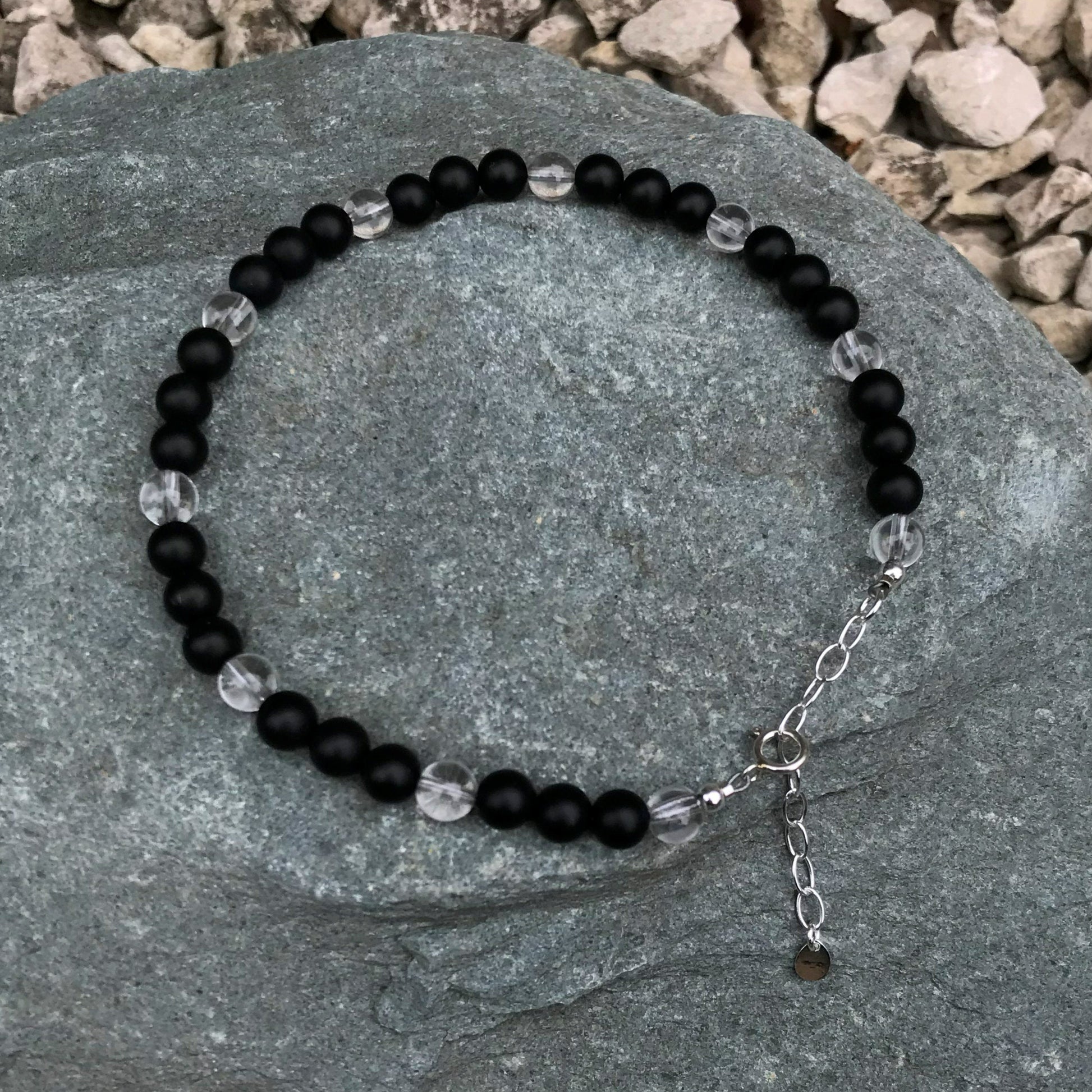 Matte onyx crystal anklet